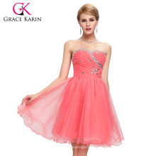 Grace Karin sin tirantes fuera de hombro Voile corto niñas vestido de graduación vestidos de fiesta vestido de cóctel CL4503-4